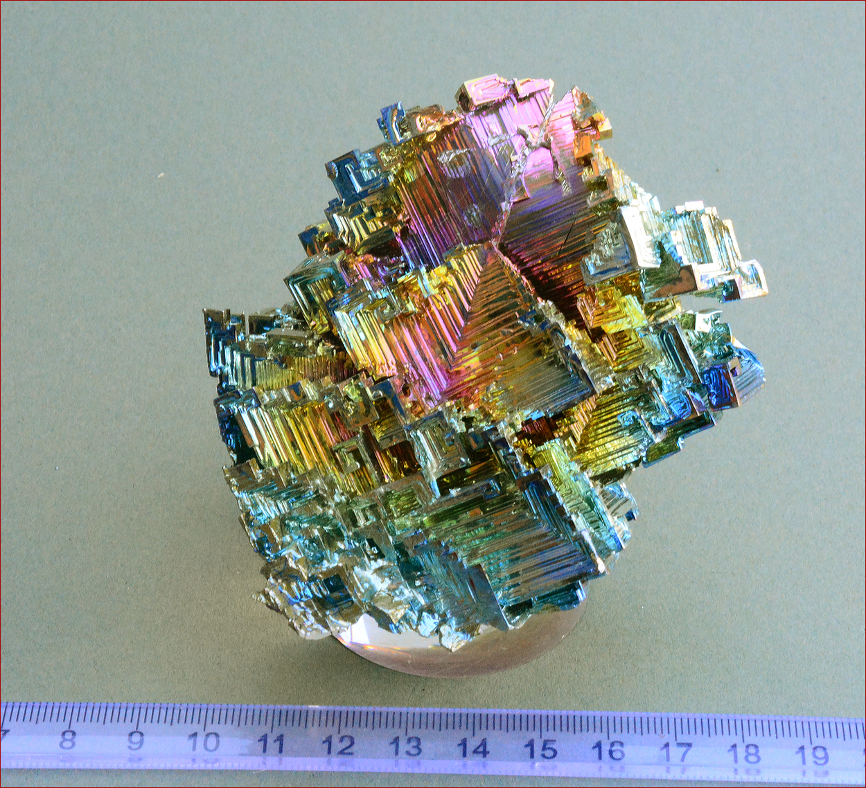 Very large piece of ‘architectural’ bizmuth crystals. Superb colours.