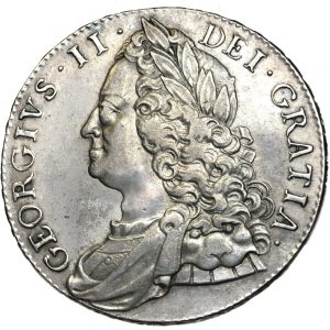 George II. Crown. 1750.   Good Very Fine or better..  12097.